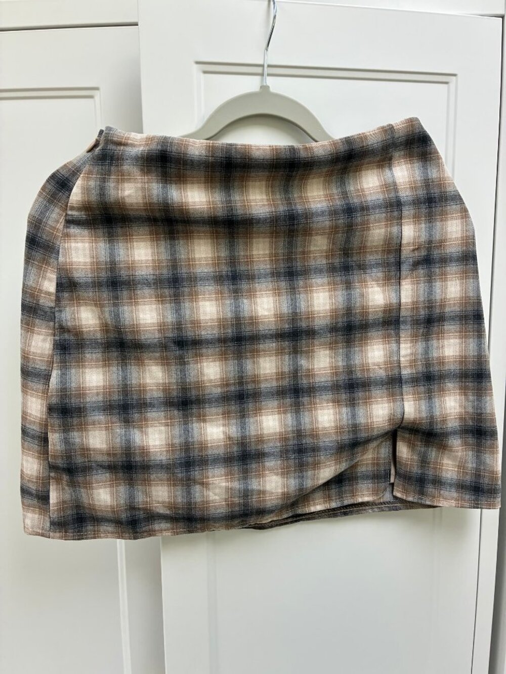 Old Navy Brown Plaid Mini Skirt Side Zip Size S